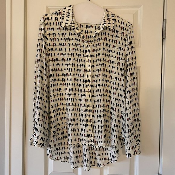 Jane and Delancey White and Black Button Down Shirt - Picture 1 of 4